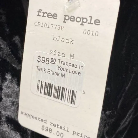 Free People Trapped In Your Love Black Velvet Crop Top Size M Medium - Picture 2 of 7